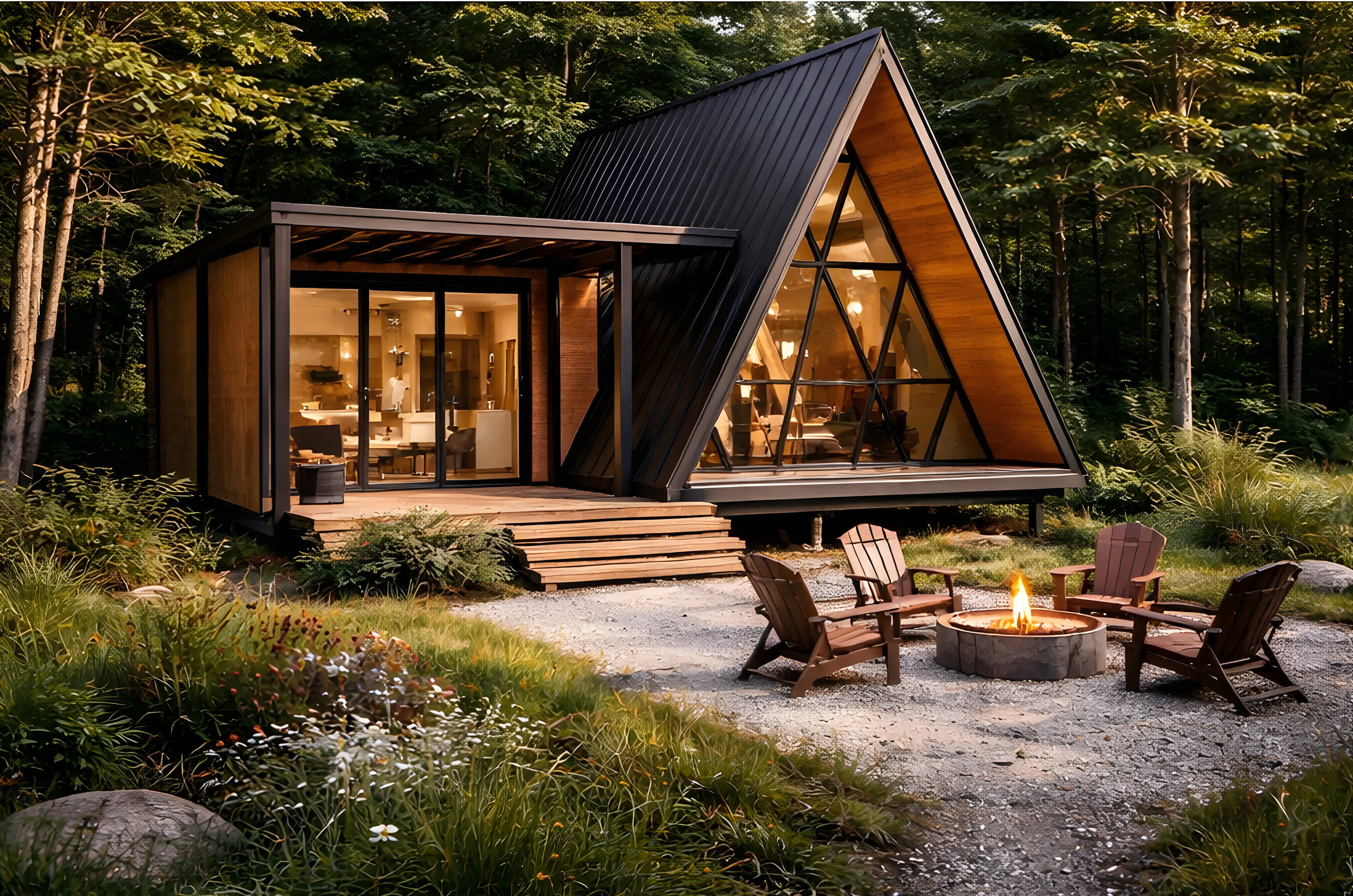 Tiny house modular home exterior with modern design